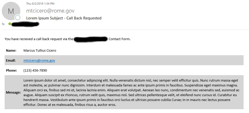 Resulting email